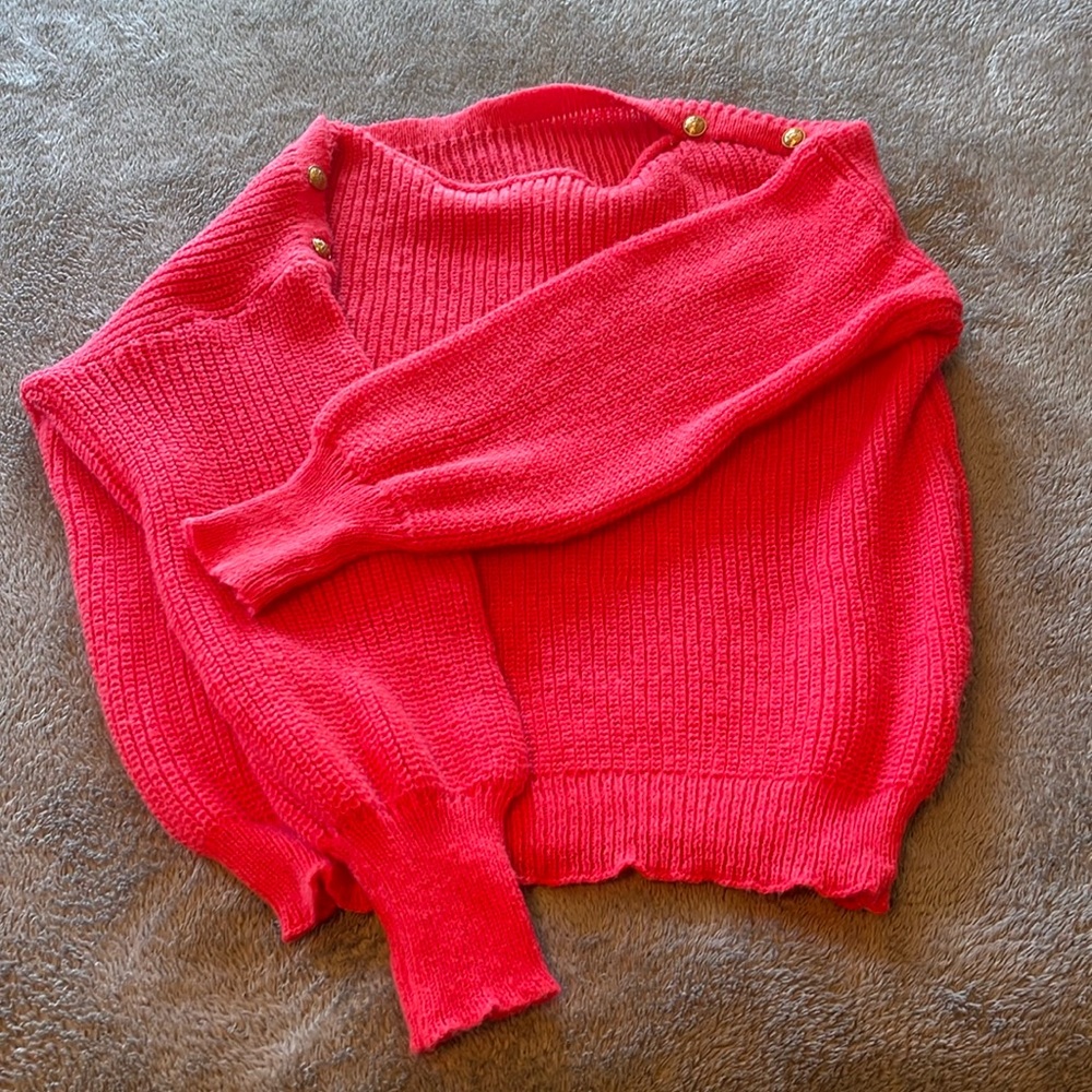 Women’s size L coral off the shoulder sweater